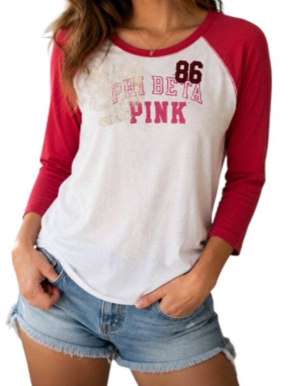 Pink Victoria's Secret Ringer 3/4 Sleeve Y2k Top